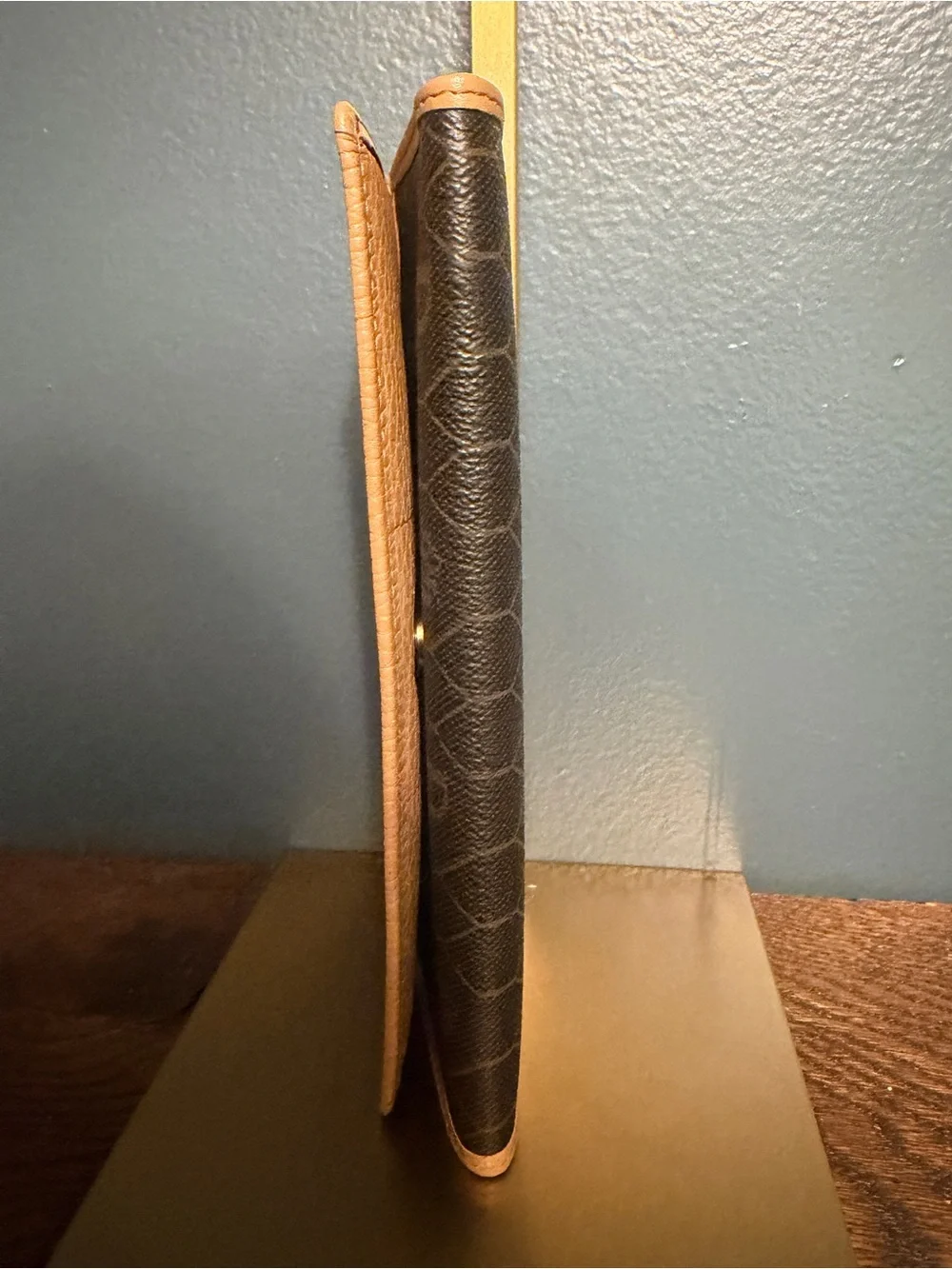 Dior Dark Brown Long Wallet with Tan Trim